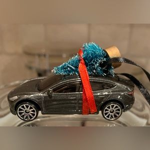 Tesla car Christmas ornament
